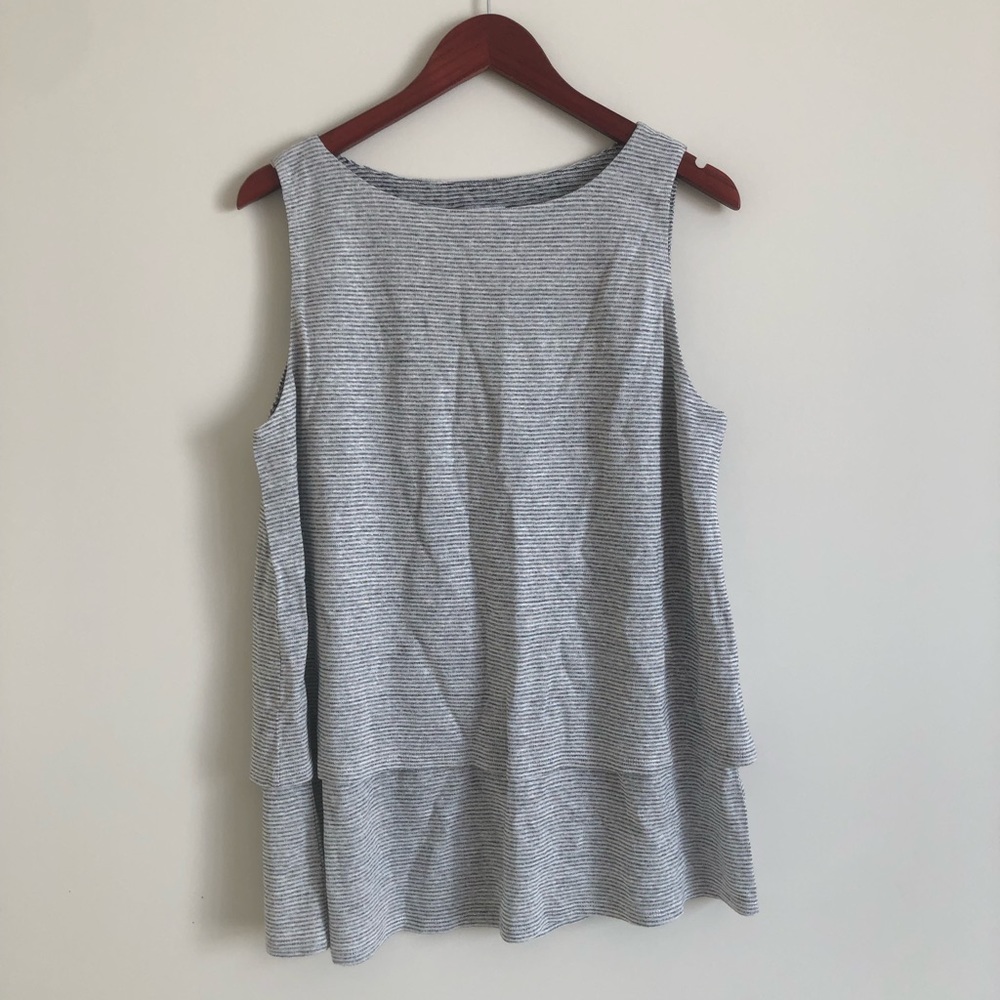 PureJill Striped Two Tier Layered Tank Top Large